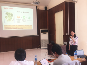 Dr. Nguyen Thu Ha reports the research results on the potential use of microorganisms for groundnut growing on sandy soil in Vietnam Dr. Nguyen Thu Ha reports the research results on the potential use of microorganisms for groundnut growing on sandy soil in Vietnam